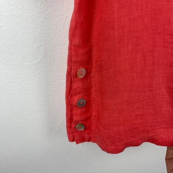 Russ Berens Coral Grenadine 100% linen Relaxed Fit Half Sleeve Top Women's XL - Picture 5 of 7